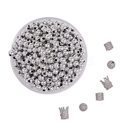 6Pcs 3 Styles Brass Micro Pave Cubic Zirconia Beads ZIRC-SZ0001-17-1