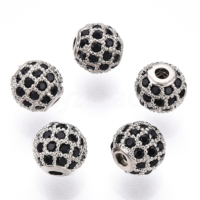 Rack Plating Brass Cubic Zirconia Beads X-ZIRC-S001-6mm-B03-1