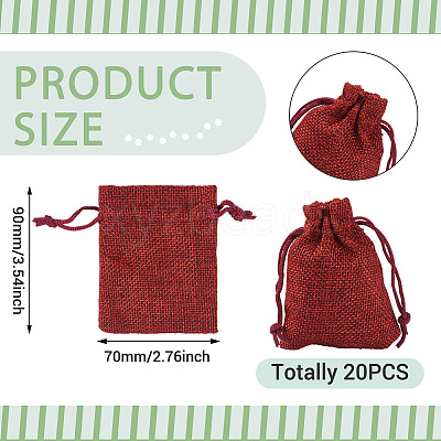 20Pcs Rectangle Polyester Imitation Burlap Packing Pouches Drawstring Bags ABAG-TA0001-96C-1