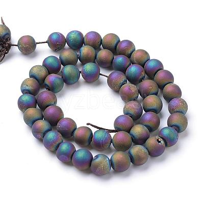 Electroplated Natural Druzy Geode Agate Bead Strands G-R345-8mm-59-1