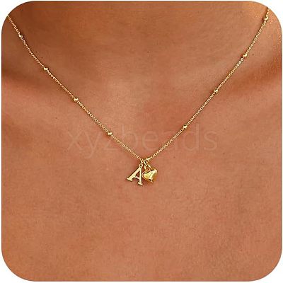 Brass Initial and Heart Pendant Necklaces for Women FS-WG01F32-01-1