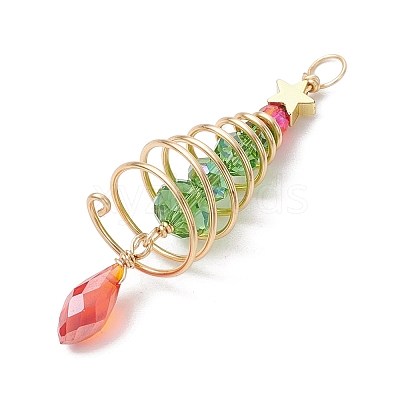 3Pcs 3 Colors Christmas Theme Copper Wired Glass Big Pendants PALLOY-JF02854-1