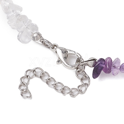 Natural Rose Quartz & Quartz Crystal & Amethyst & Howlite & Apatite & Carnelian & Citrine & Tiger Eye & Green Aventurine Chip Beaded Necklaces NJEW-JN05099-1