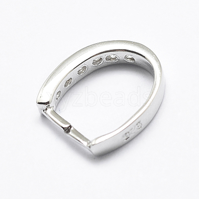 Anti-Tarnish Rhodium Plated 925 Sterling Silver Micro Pave Cubic Zirconia Pendant Bails X-STER-E053-09P-1