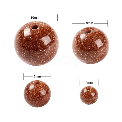 340Pcs 4 Sizes Synthetic Goldstone Beads Strands G-LS0001-11-1