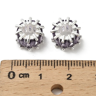 Brass Micro Pave Cubic Zirconia European Beads KK-B142-13C-02S-1
