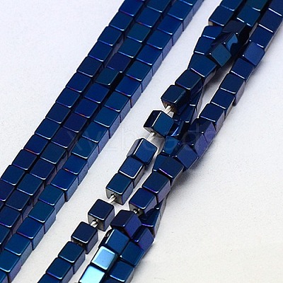 Electroplate Non-magnetic Synthetic Hematite Beads Strands G-J170A-3x3mm-02-1