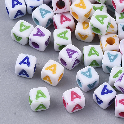 White Opaque Acrylic Beads MACR-R869-01A-1