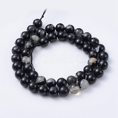 Natural Black Tourmaline Beads Strands G-F666-05A-8mm-1