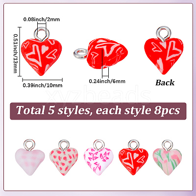 40Pcs 5 Styles Handmade Polymer Clay Charms CLAY-SC0002-91B-1