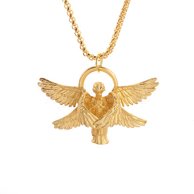 Alloy Angel Wing Pendant Necklaces for Unisex WGCF23F-02-1