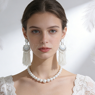 Zinc Alloy Tassel Chandelier Earrings PC6509-1-1