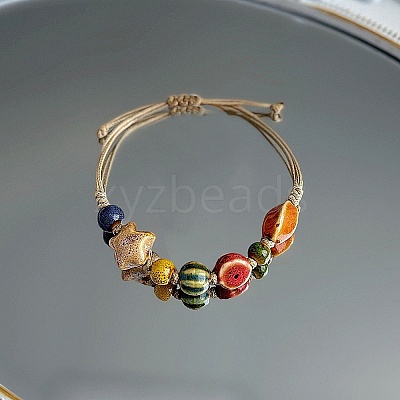Porcelain Beads Braided Bead Bracelets for Women FS-WG0D046-09-1