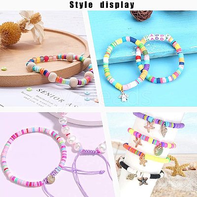 Flat Round Handmade Polymer Clay Beads CLAY-R067-6.0mm-21-1