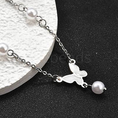 304 Stainless Steel Butterfly Link Bracelets BJEW-C098-01A-P-1