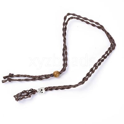 Adjustable Braided Waxed Cord Macrame Pouch Necklace Making MAK-WH0009-02B-1