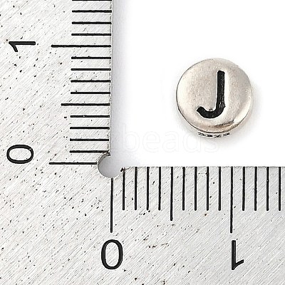 925 Sterling Silver Flat Round with Letter Beads LS-STER-G044-01AS-J-1