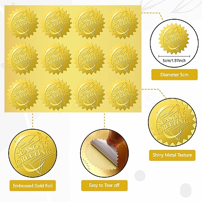34 Sheets Self Adhesive Gold Foil Embossed Stickers DIY-WH0509-046-1