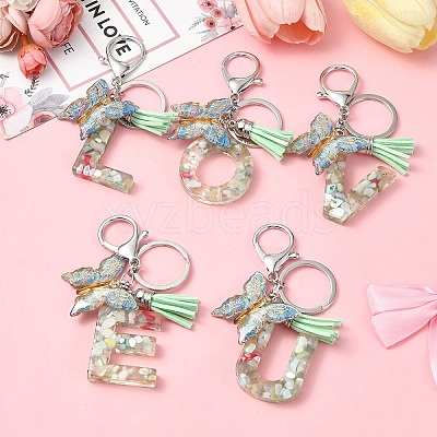 Resin & Acrylic & Faux Suede Tassel Keychain KEYC-YW00126-01-1