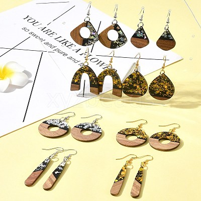 DIY Opaque Resin & Walnut Wood Earring Making Kits DIY-FS0007-84-1