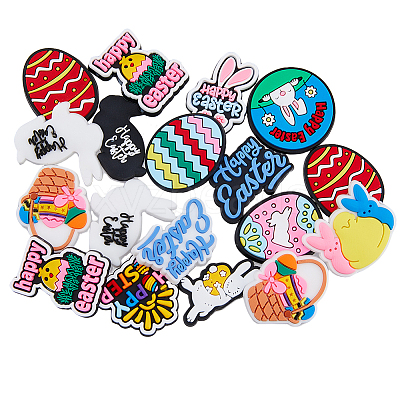 56Pcs 14 Style Easter Theme PVC Plastic Cabochons KY-FH0001-21-1
