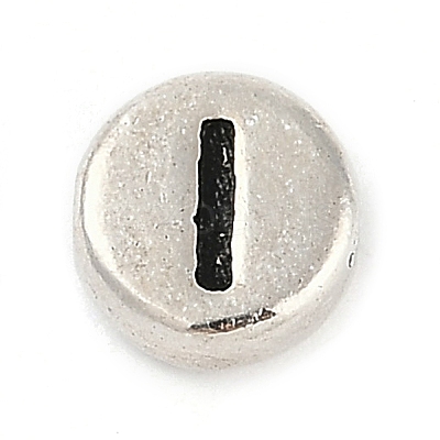 925 Sterling Silver Flat Round with Letter Beads STER-G044-01AS-I-1