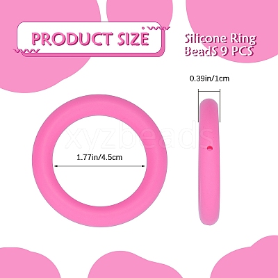 9Pcs Ring Food Grade Eco-Friendly Silicone Focal Beads JX895J-1