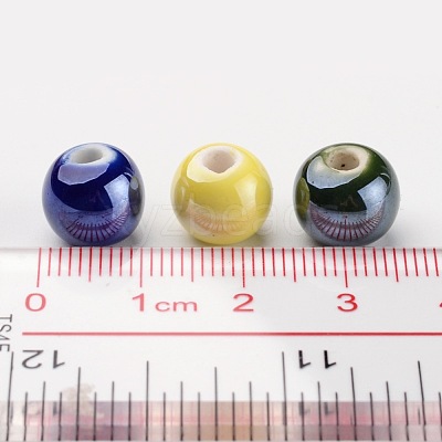 Glazed Porcelain Beads PORC-D001-8mm-M-1