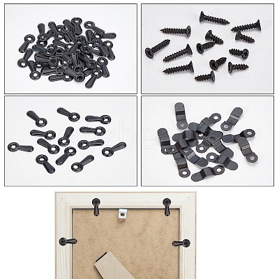 120Sets 3 Style Iron Picture Frame Turn Button AJEW-GF0004-47-1