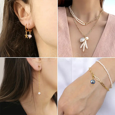 30Pcs 5 Colors Natural Cultured Freshwater Pearl Two Sides Polished Charms PALLOY-YW00092-1