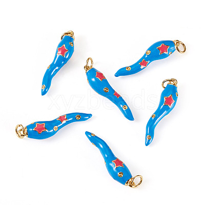 6Pcs Brass Enamel Pendants KK-SW0001-08A-1