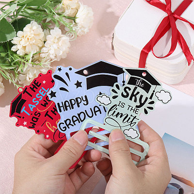 Graduation Theme Single Face Printed Acrylic Big Pendants OACR-WH0038-06-1