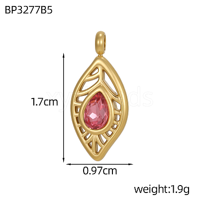 304 Stainless Steel Pave Cubic Zirconia Pendants CU-OY001-37G-1