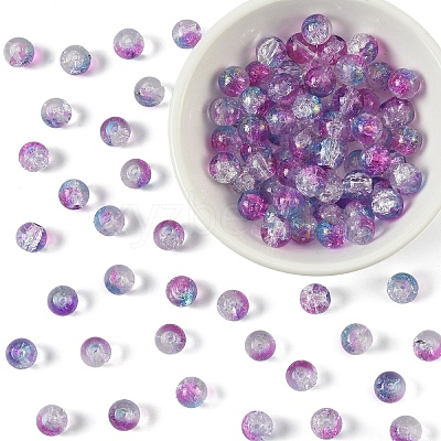 100Pcs Transparent Spray Painted Crackle Glass Beads GLAA-YW0005-15C-1