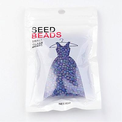 Round Transparent Colors Rainbow Glass Seed Beads X-SEED-A007-3mm-168-1