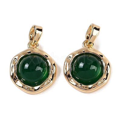 Natural Green Onyx Agate(Dyed & Heated) Pendants KK-P283-53G-02-1