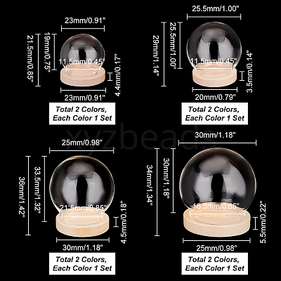 8 Sets 8 Style Round Glass Dome Cover AJEW-PH0004-87-1