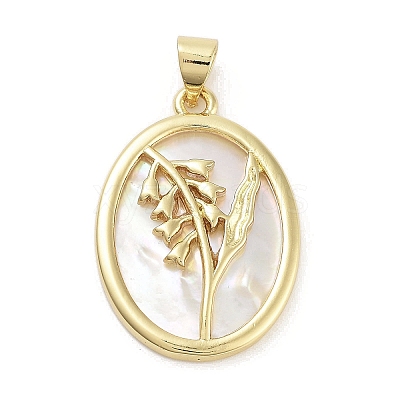 Rack Plating Brass Pave Shell Pendants KK-Z064-28G-06-1