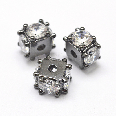 Brass Micro Pave Grade AAA Cubic Zirconia Beads KK-P126-02B-NR-1