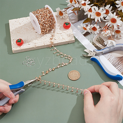 4M Flat Round Brass Rhinestone Chains DIY-PH0030-94-1