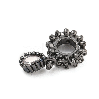 Rack Plating Brass Clear Cubic Zirconia European Dangle Charms KK-F876-23B-1