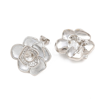Brass Micro Pave Cubic Zirconia Stud Earring Findings CU-CBAA5EE-04P-02-1