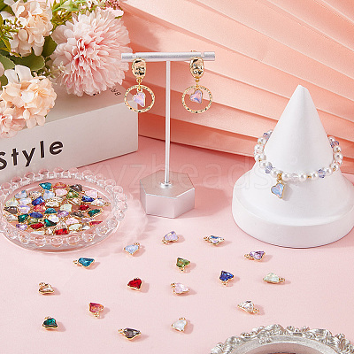 64Pcs 16 Colors Glass Charms FIND-SC0015-32G-1