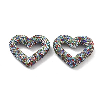 Heart Shape Polymer Clay Rhinestone Beads CLAY-NH0001-09A-1