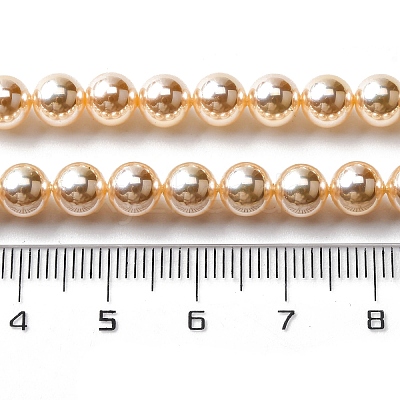 UV Plating Pearlized Glass Pearl Beads Strands GLAA-F128-01A-T8-1