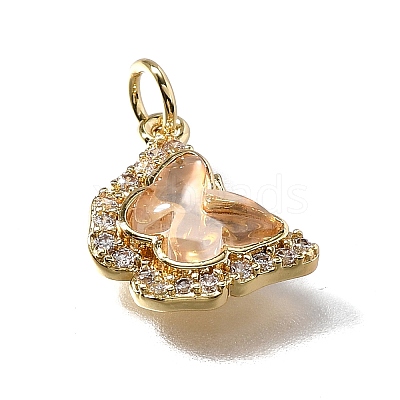 Brass Micro Pave Cubic Zirconia Pendants KK-Q043-03G-03-1