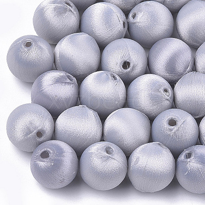 Polyester Thread Fabric Covered Beads WOVE-T007-20mm-08-1