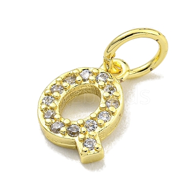 Letter Brass Micro Pave Clear Cubic Zirconia Pendants KK-K354-06G-Q-1