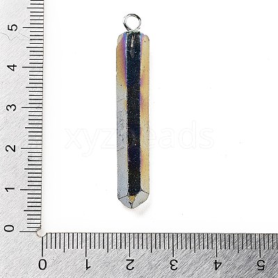 Electroplated Natural Quartz Pendants G-P315-B01-06P-1