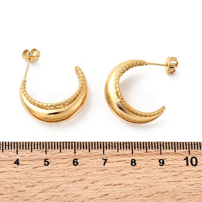 304 Stainless Steel Moon Stud Earrings EJEW-K268-46G-1